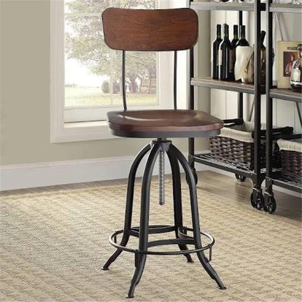 Carolina Chair & Table Carolina Chair 1624WBCHETBK Mason Adjustable Stool; Chestnut & Black 1624WBCHETBK - main